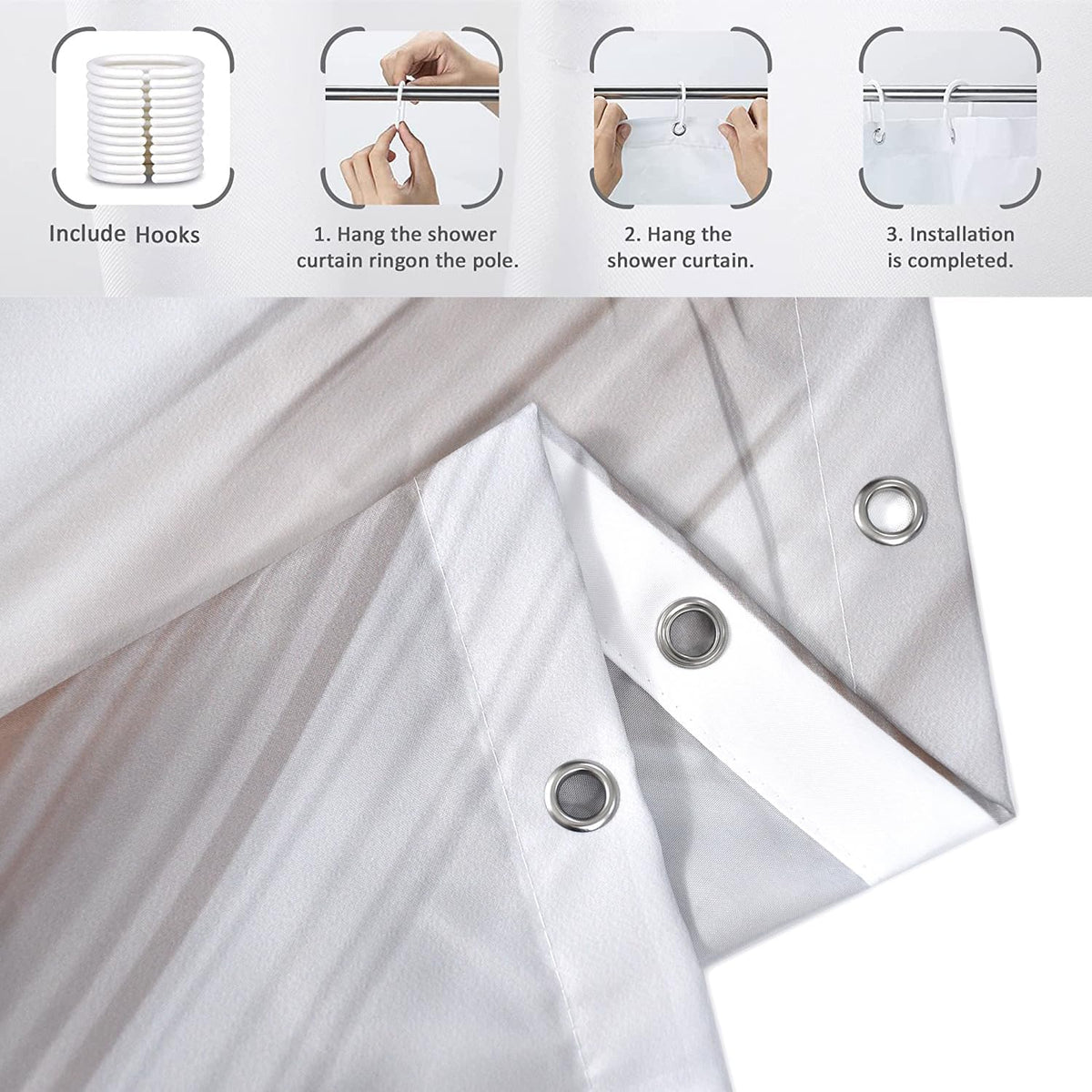Brown Marble Shower Curtain, Grey Brown Modern Abstract Wave Luxury Bathroom Curtain Bathtub Home Decor Waterproof Fabric Machine Washable with 12 PCS Hooks,72" Wx72 L