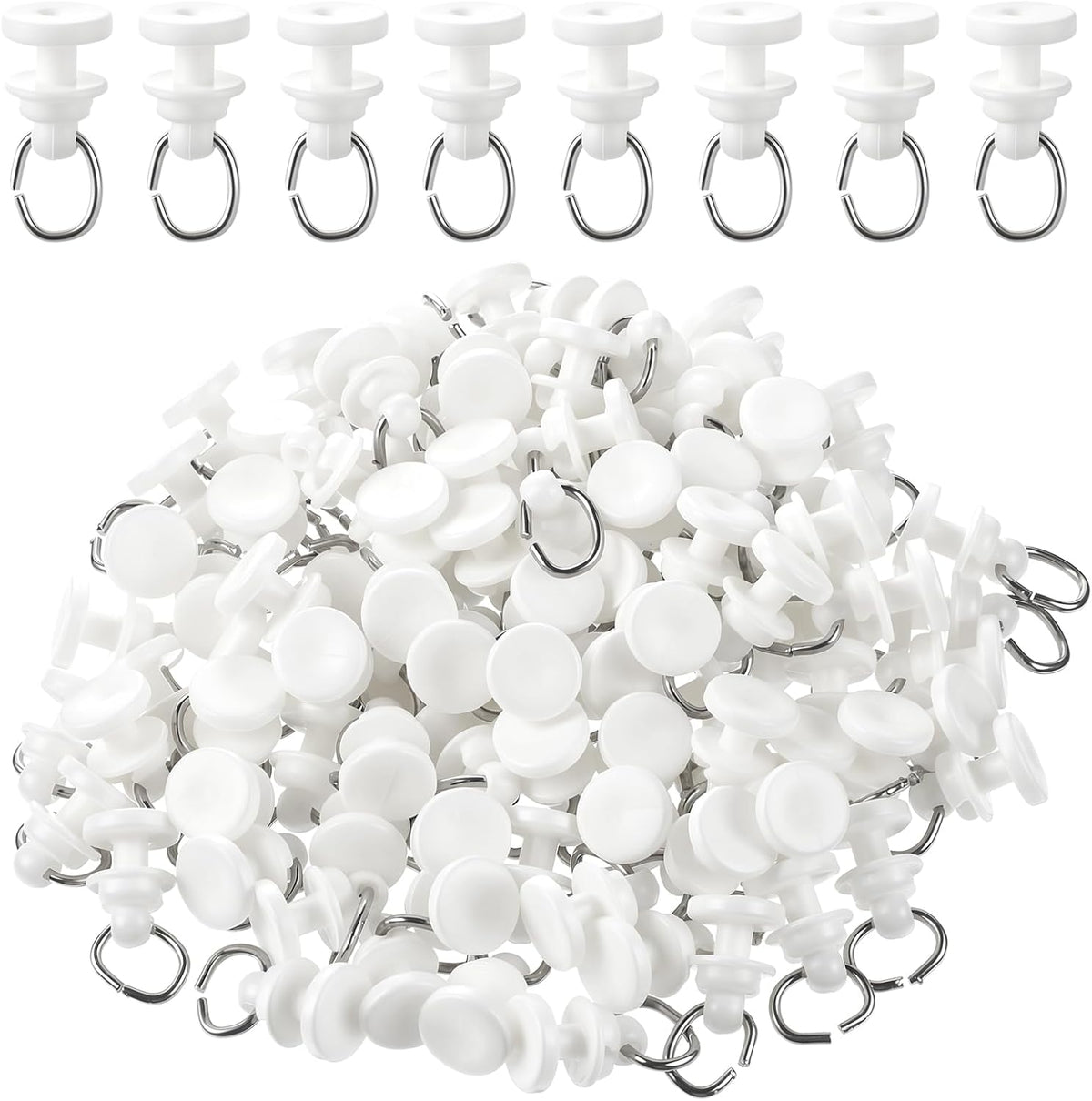 100Pcs Curtain Track Gliders, Plastic Curtain Track Roller Hooks