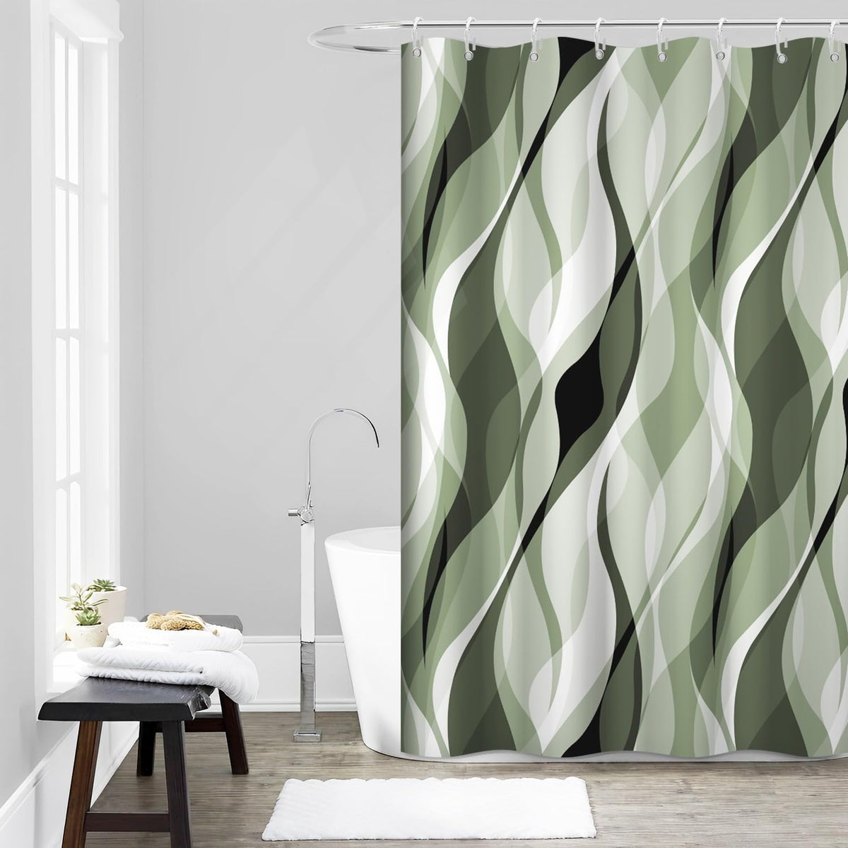 Brown Shower Curtain, Grey and Brown Striped Bathroom Decor 72x72