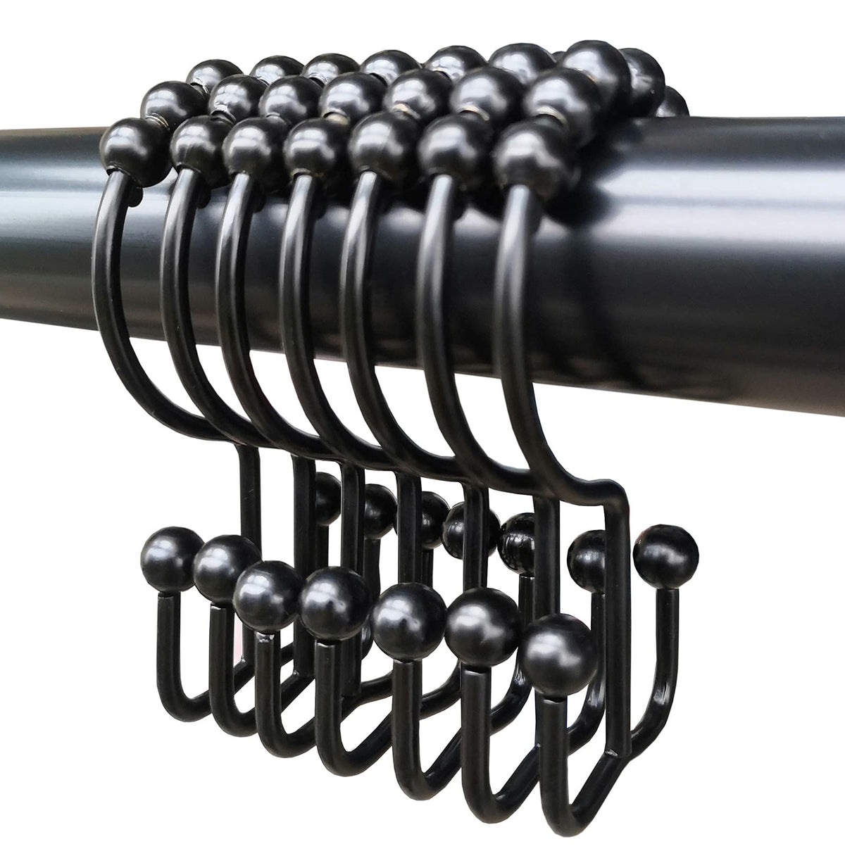 Double Glide Roller Shower Curtain Hooks, Oil Rubbed Bronze,12PCS
