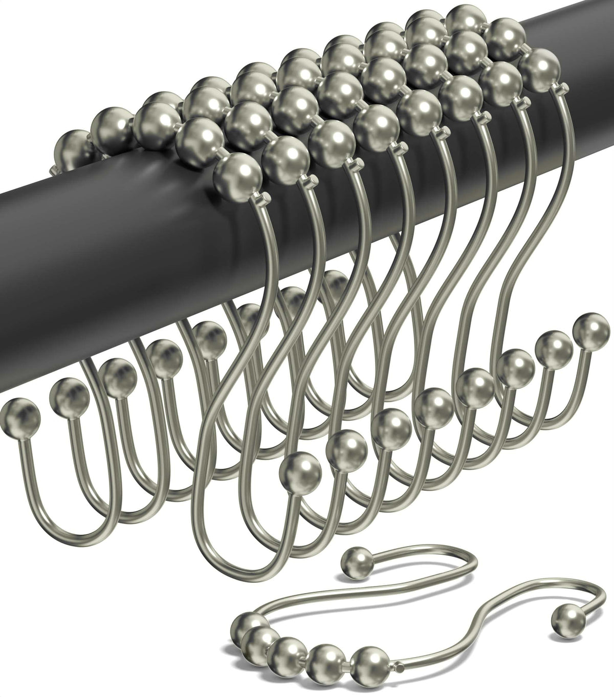Rust Proof Shower Curtain Hooks, Stainless Steel Curtain Rings, Pack of 12