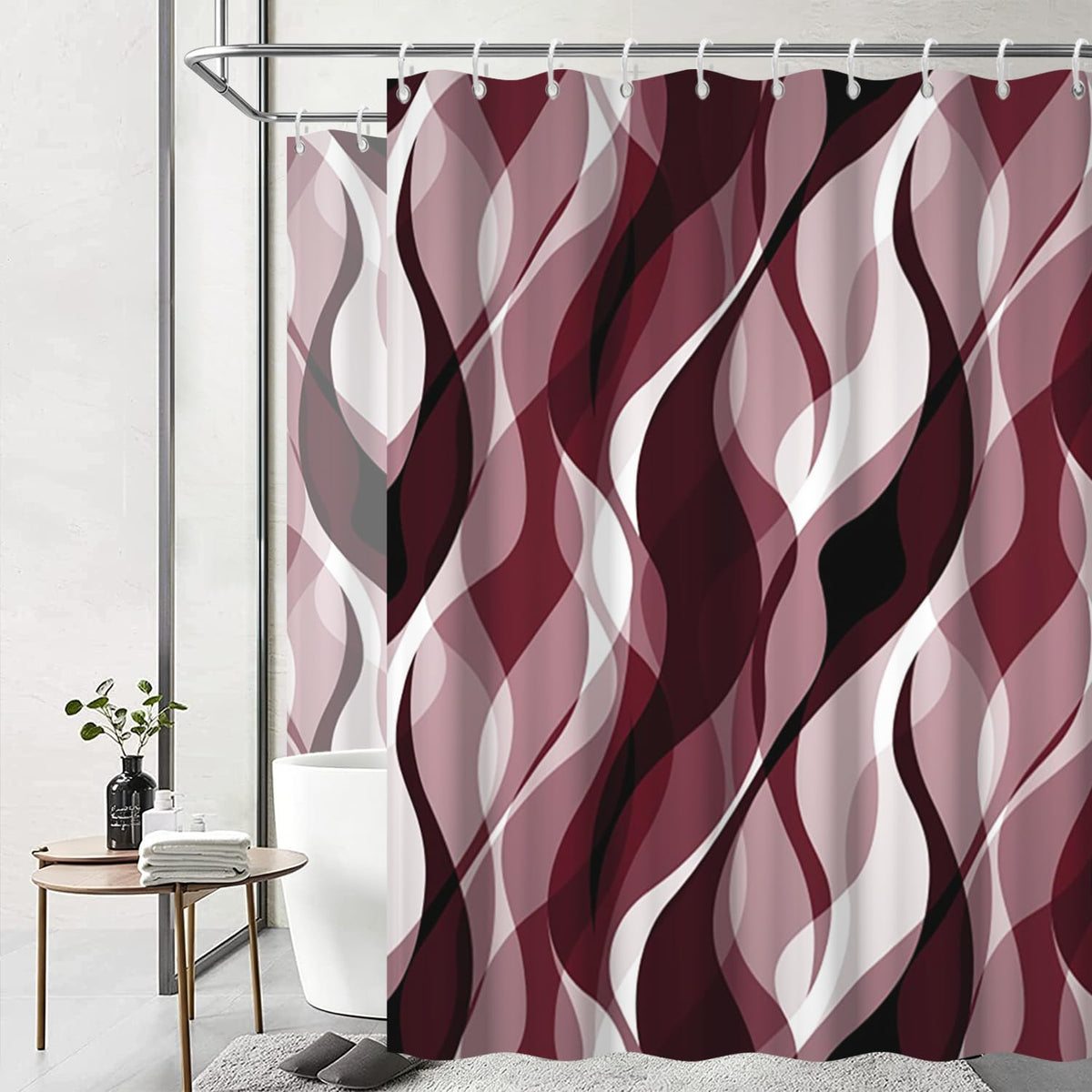 Brown Shower Curtain, Grey and Brown Striped Bathroom Decor 72x72
