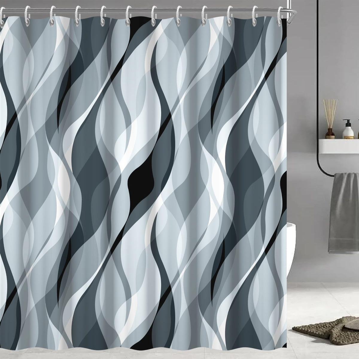 Brown Shower Curtain, Grey and Brown Striped Bathroom Decor 72x72