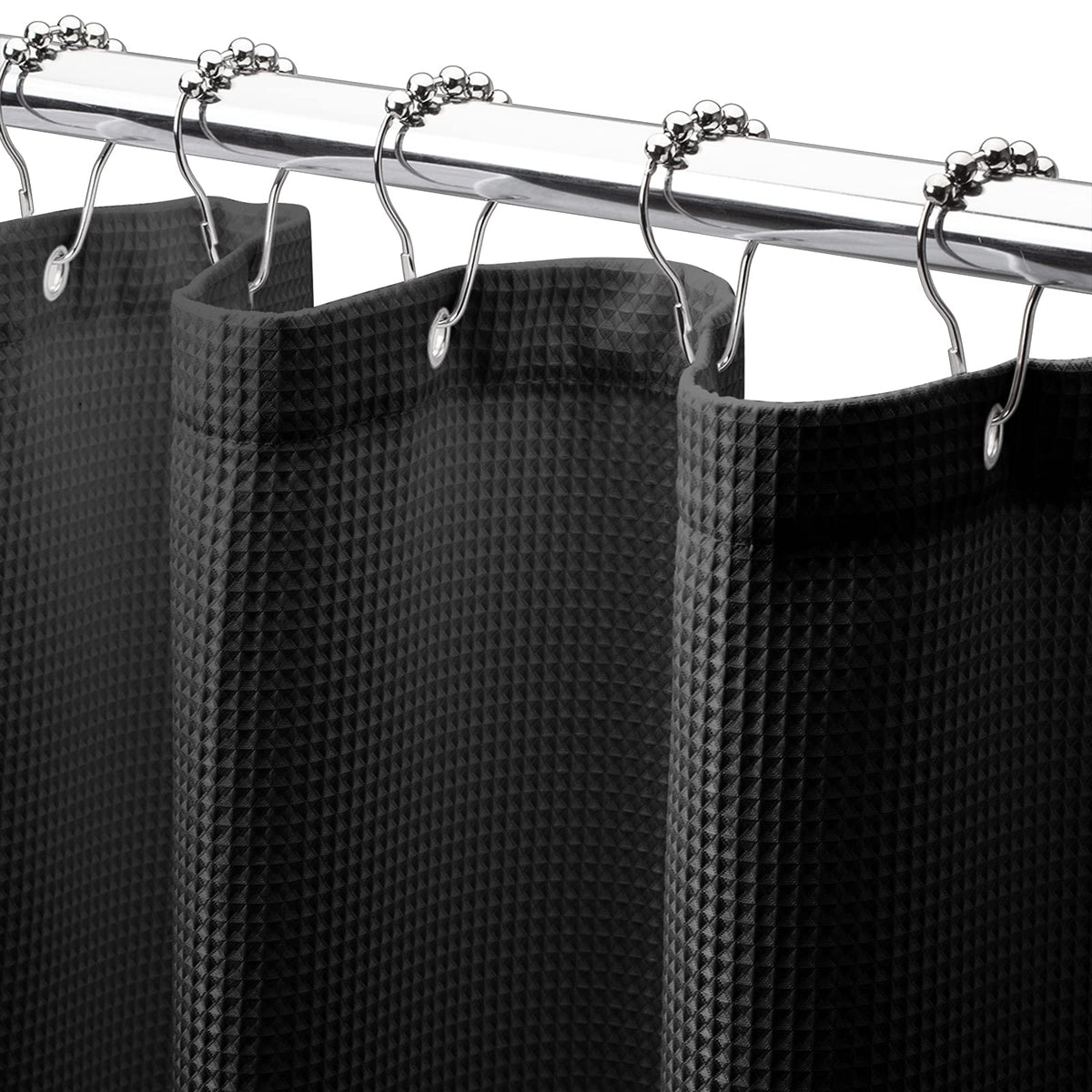 AmazerBath White Shower Curtain Fabric, Waffle Shower Curtains for Bathroom, Cloth Shower Curtain Heavy Duty, Thick Bathroom Shower Curtains Hotel Quality, Premium Polyester, 72x72 Inches