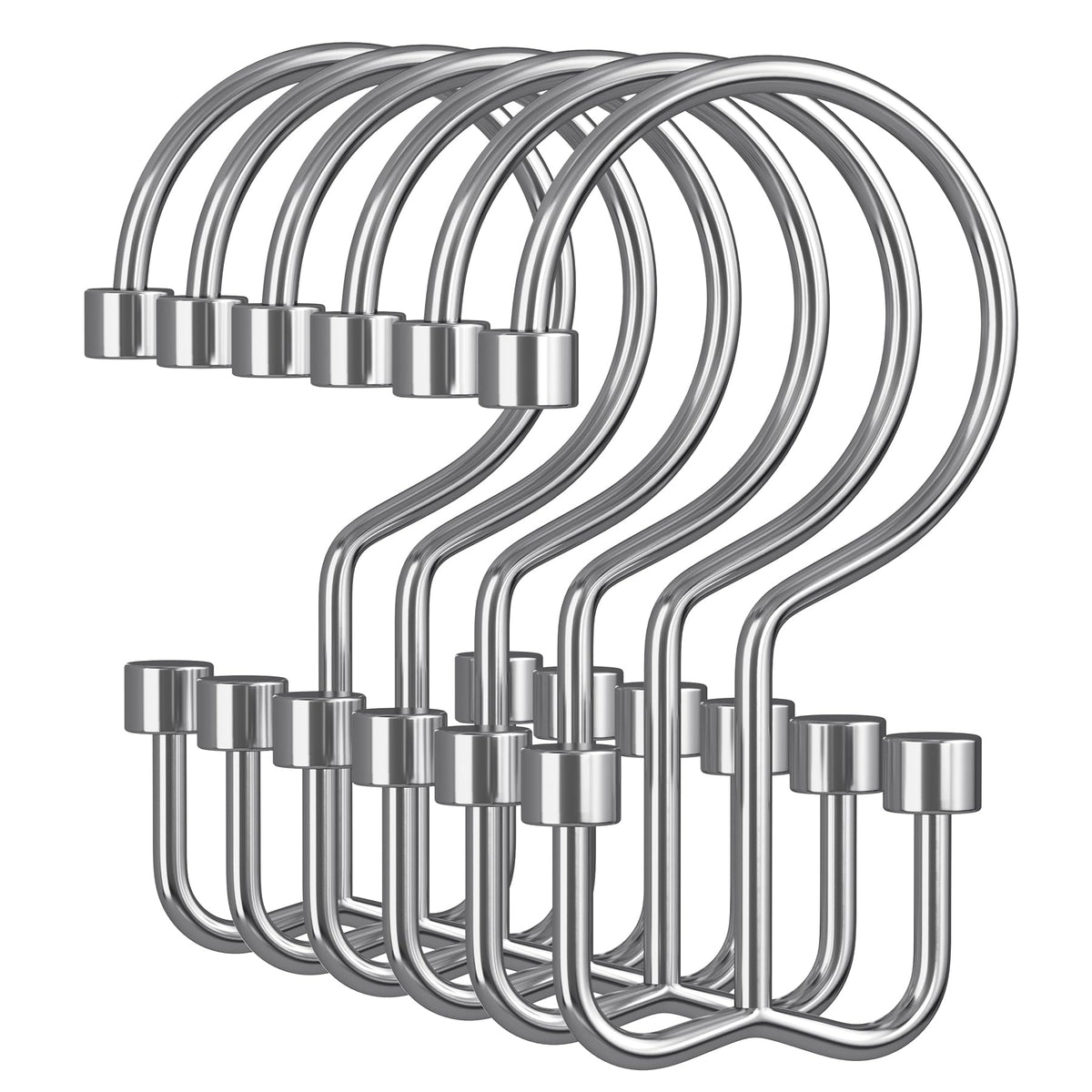 Amazer Black Shower Curtain Hooks, 12PCS Minimalist Simple Double Shower Curtain Rings, Rust-Resistant Metal Shower Hooks Shower Curtain Hangers, Shower Rings for Bathroom Shower Rods Curtains