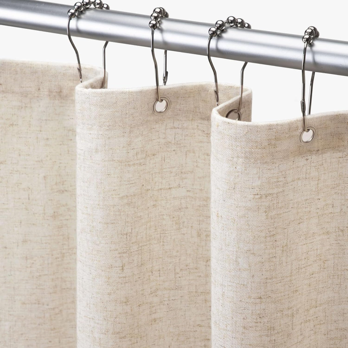 Linen Shower Curtain Beige Boho Cream Natural Cloth 72" W x 72" L
