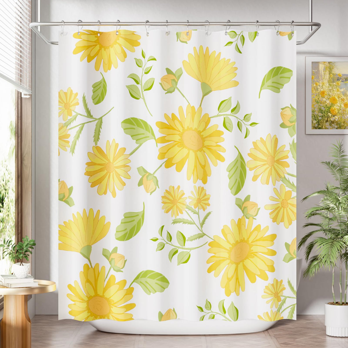 AmazerBath Shower Curtain, Washable Cloth Black Shower Curtain Sets with 12 Shower Curtain Hooks, Fabric Rustic Black and White Striped Curtain, Farmhouse Bathroom Curtains, 72x72 Inches