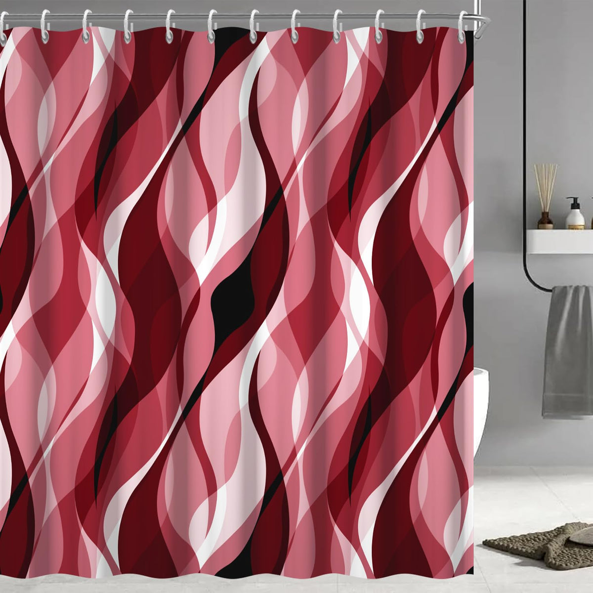 Brown Shower Curtain, Grey and Brown Striped Bathroom Decor 72x72