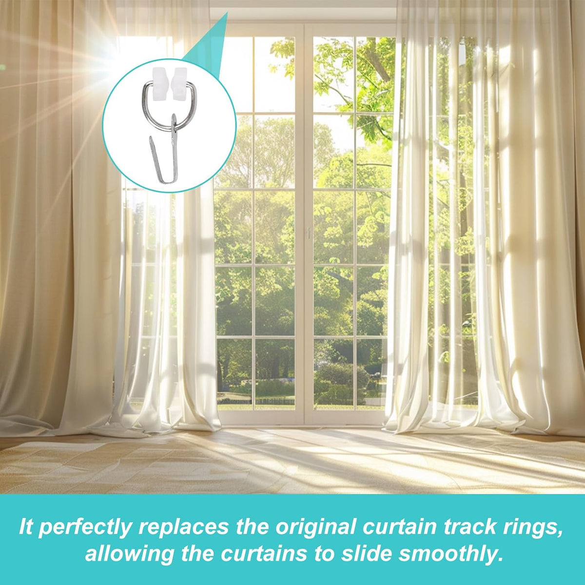 Penitue 20pcs RV Curtain Carrier Hooks, Nylon Wheel Metal Sliding Track Hooks for Most RV Curtains Replacement & Lightweight Shower Curtain