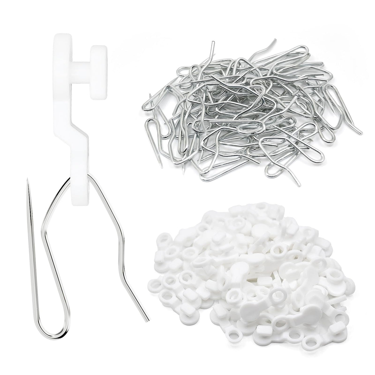50Pcs Plastic 32mm Traverse Rod Slides-Metal Curtain Hooks Curtain Roller Curtain Track Gliders Rail Track Runners Slider for Window and Shower Curtain Accessories-White