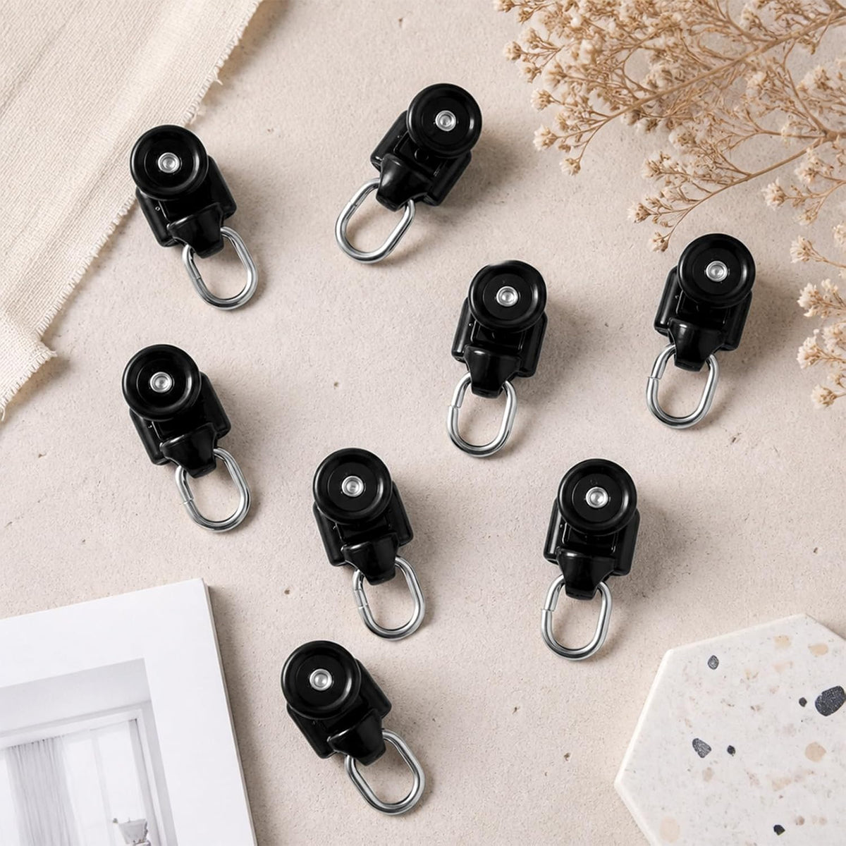 NQEUEPN 20Pcs Curtain Track Glider Rollers for Ceiling Rails (Black)