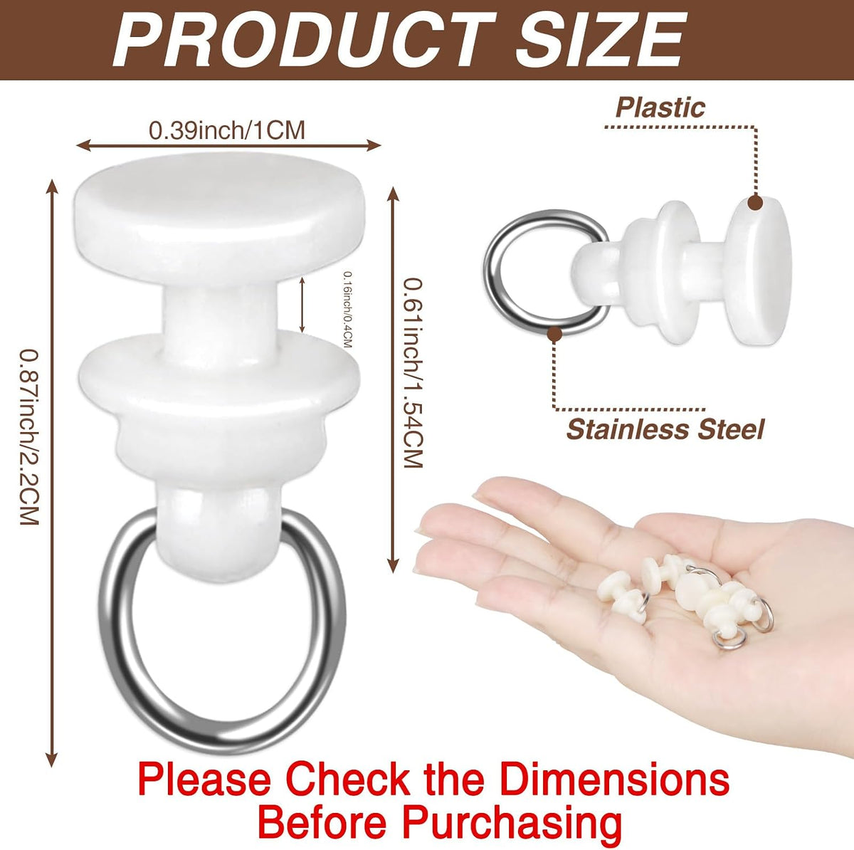 Curtain Track Hooks for Ceiling Mount, 100-Pack Plastic Hooks - Smooth Gliding Rollers for Home/RV, Compatible with Most Curtain Tracks, Easy Install,（Note:Please Check The Size） (100, White)