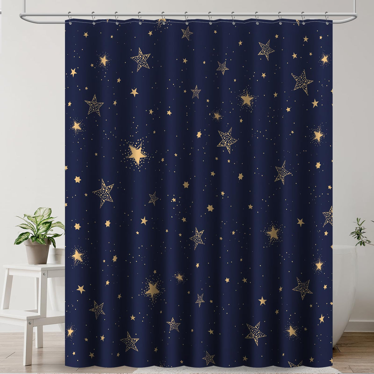 Amaredom Floral Shower Curtain with 12 Metal Hooks, 72x72 Inches