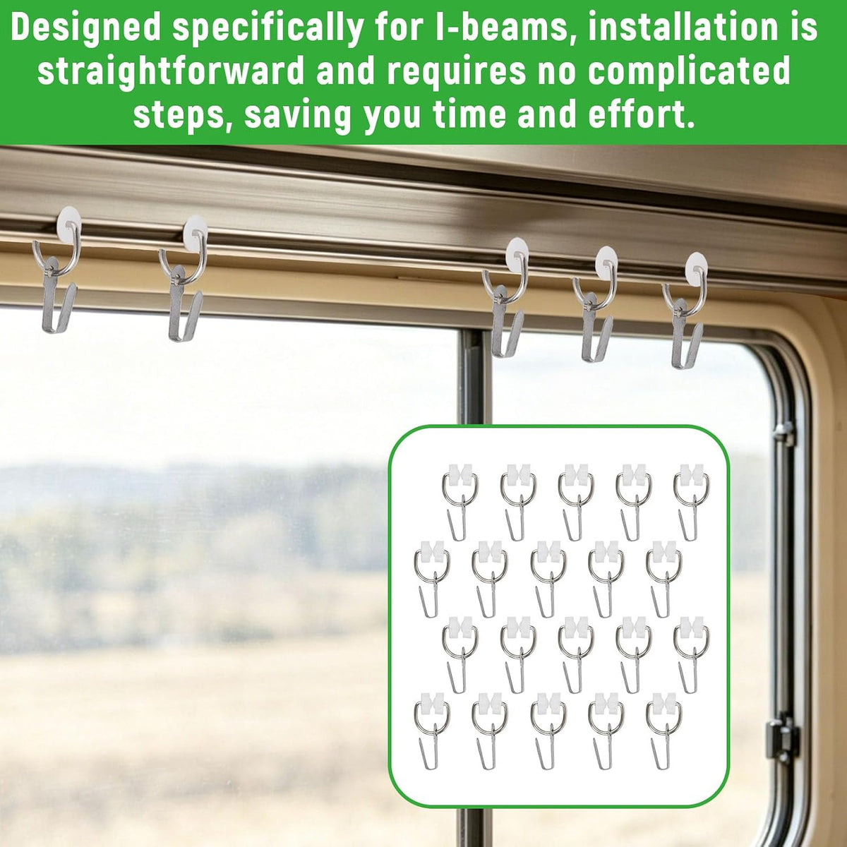 20pcs RV Curtain Carrier Hooks, Ceiling Metal Sliding Curtain Track Clips