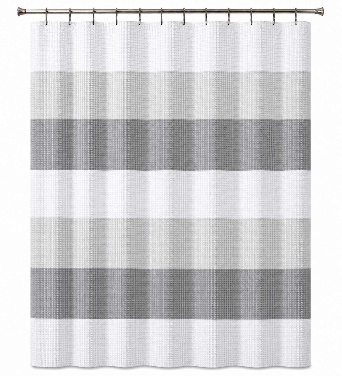 Dainty Home Ombre Waffle Weave Shower Curtain 70 x 72 Grey Textured Fabric Shower Curtain, Hotel Style Waffle Weave Bathroom Curtain, Water Resistant Polyester Ombre Shower Curtain