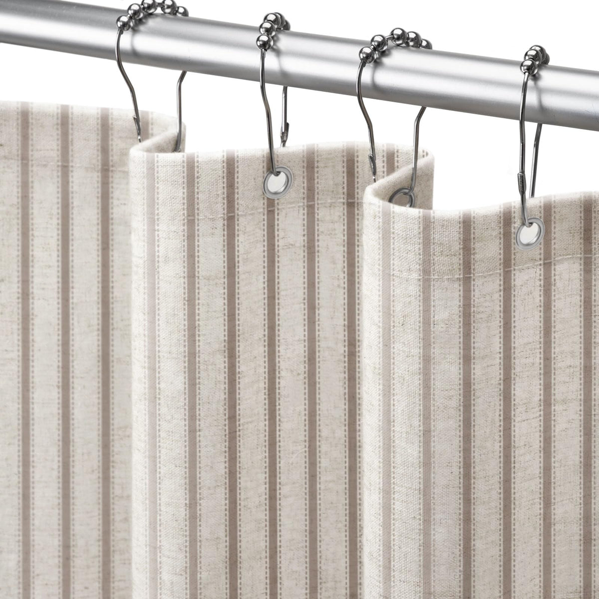 Farmhouse Striped Shower Curtain Grey Vintage Linen Curtain 72"W X 72"L
