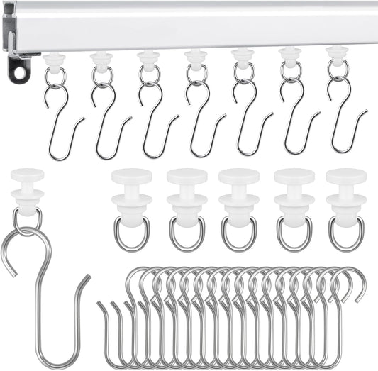 120 Pcs Shower Curtain Track Gliders & Curtain Hooks Set