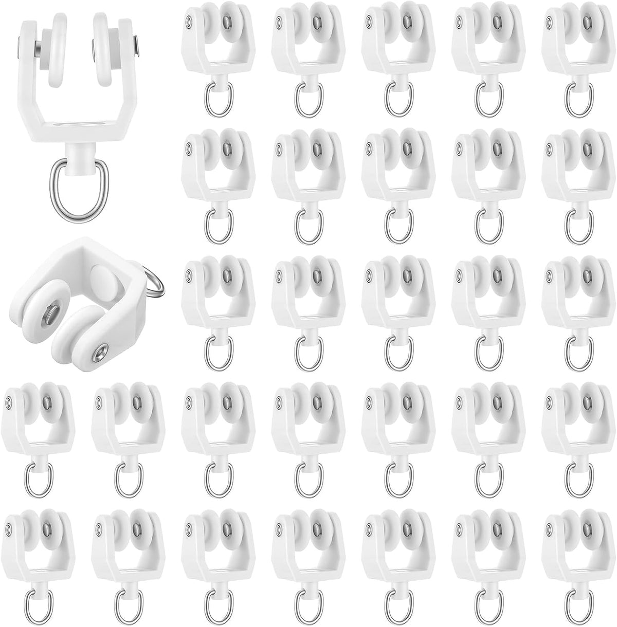 30 Pcs Curtain Track Rollers Flexible Bendable Curtain Track Hooks Ceiling Sliding Curtains Glider Accessories Plastic Shower Rail Hooks for Shower Window