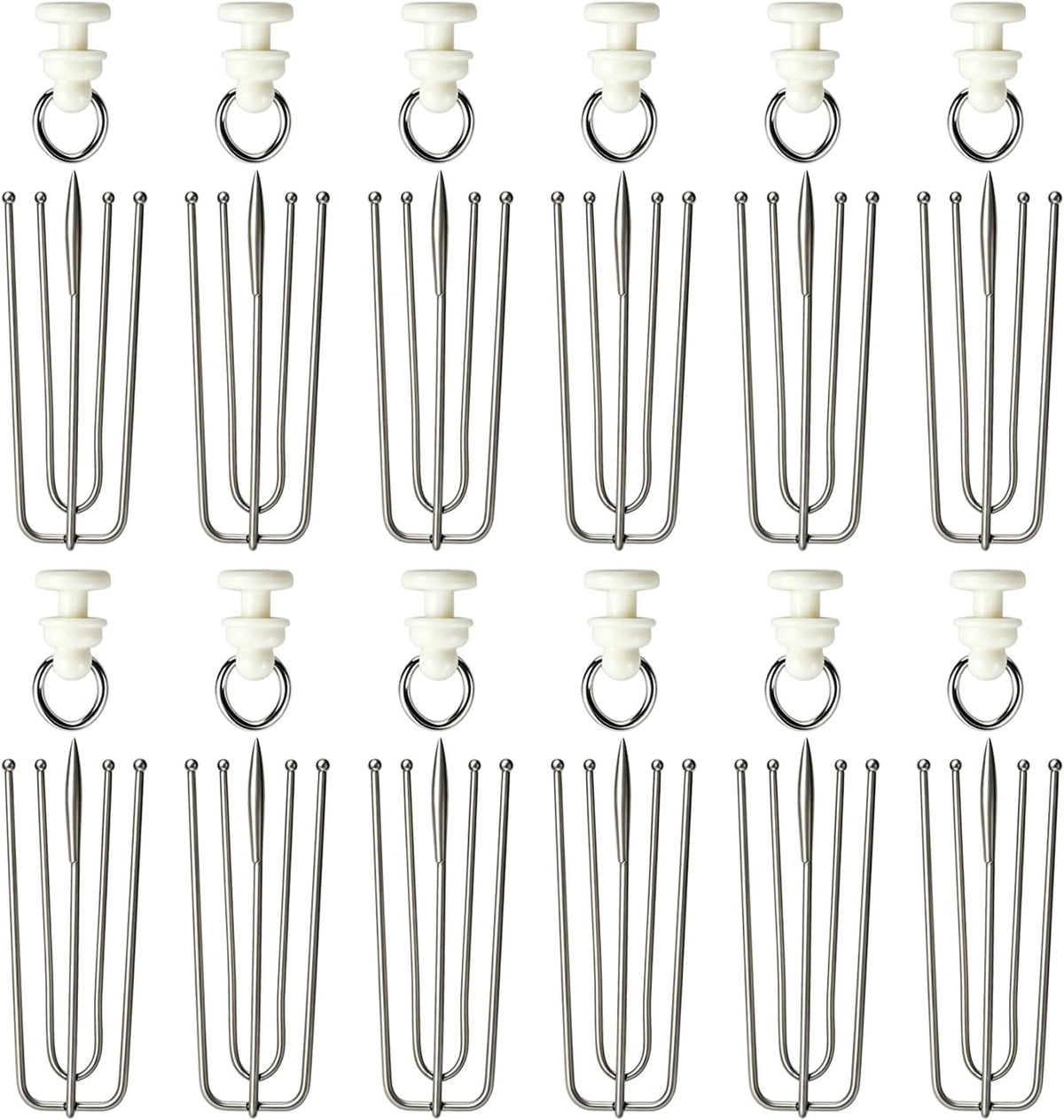 Diteje Curtain Glider Hook Set,50 Pack Rollers+50 Pack 4 Prongs Pinch Hooks