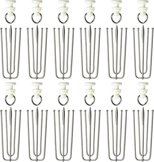 Diteje Curtain Glider Hook Set,50 Pack Rollers+50 Pack 4 Prongs Pinch Hooks