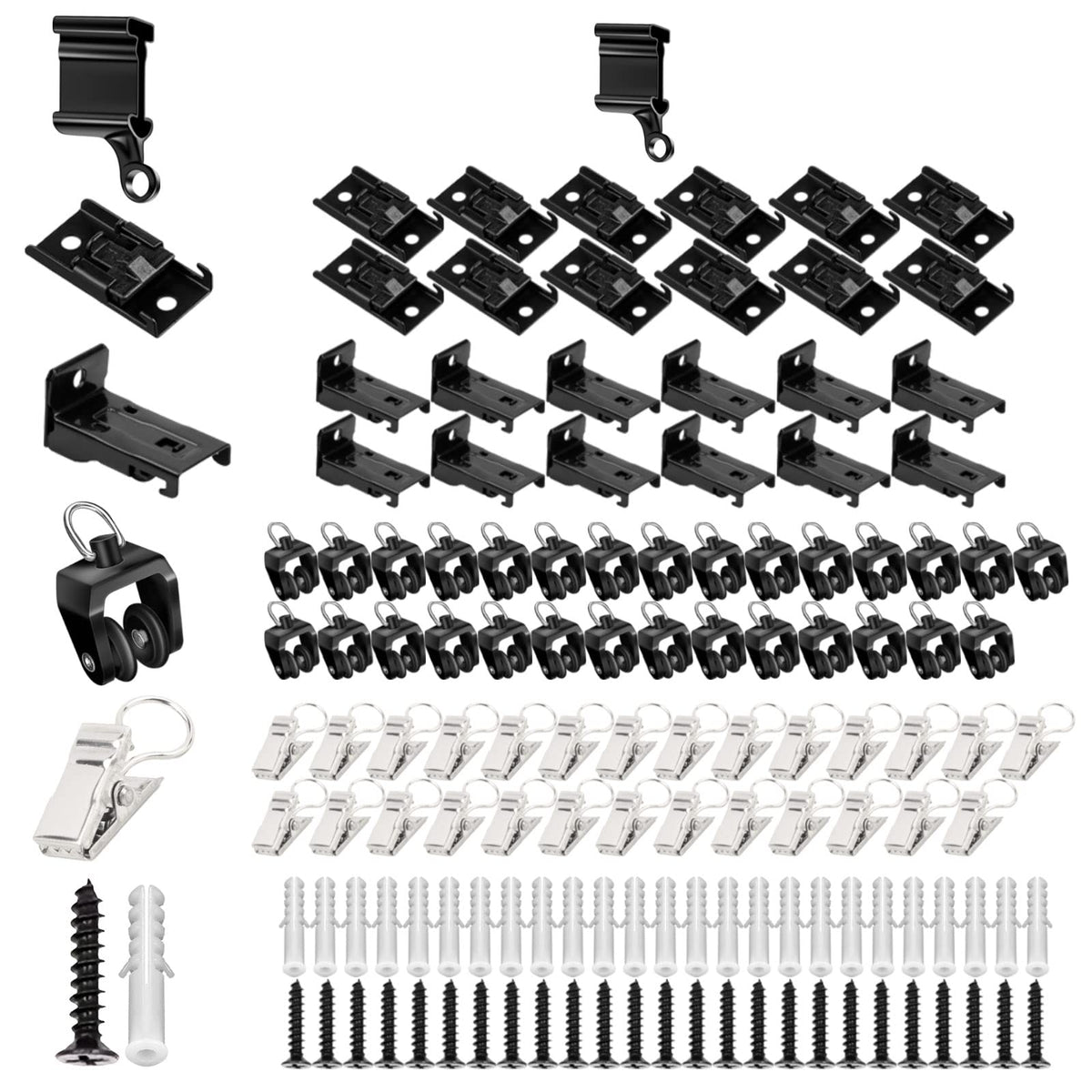 Curtain Track Rollers, 30 Pack Curtain Track Gliders Plastic Twin Wheeled Carriers Drapery Rail Sliding Glider for Windows Shower Rv Curtain Tracks, White