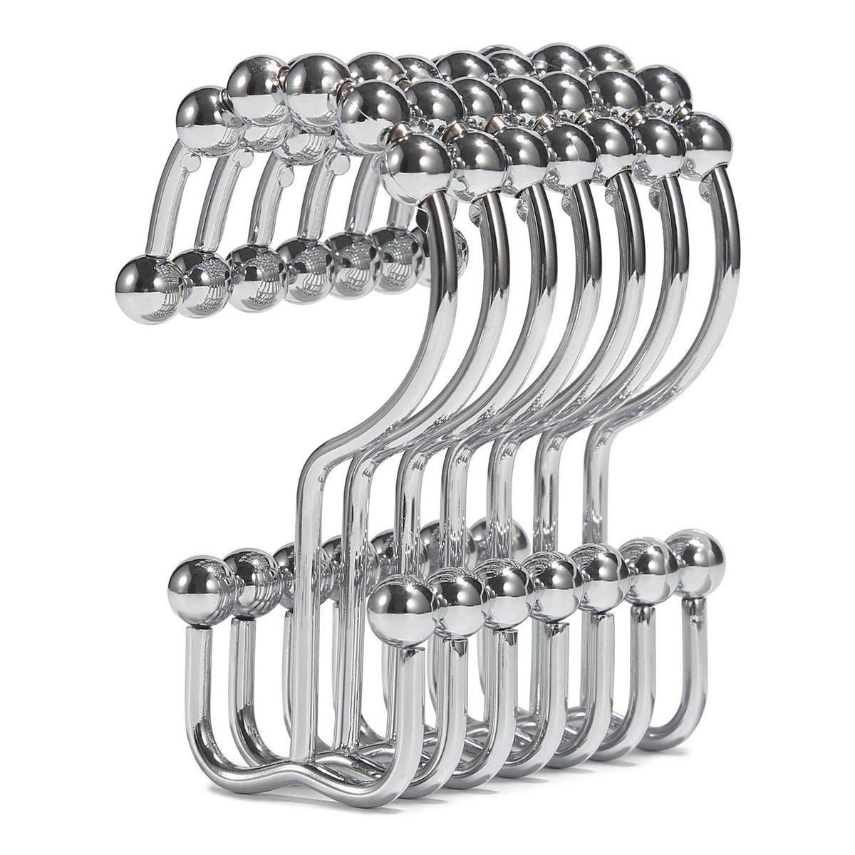 Goowin Shower Curtain Hooks Rings, Stainless Steel Gold Shower Curtain Hooks Rust Proof, Free Sliding Double Shower Hooks for Shower Curtains & Liners (Gold)