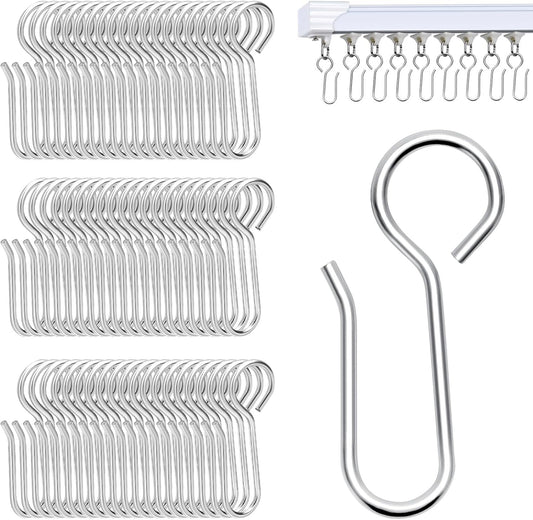 Metal Curtain Track Hooks S Shaped Small Curtain Hook 60Pcs Drapery Hook Pins Curtains Wire Hooks for Ceiling Curtains Drape Track