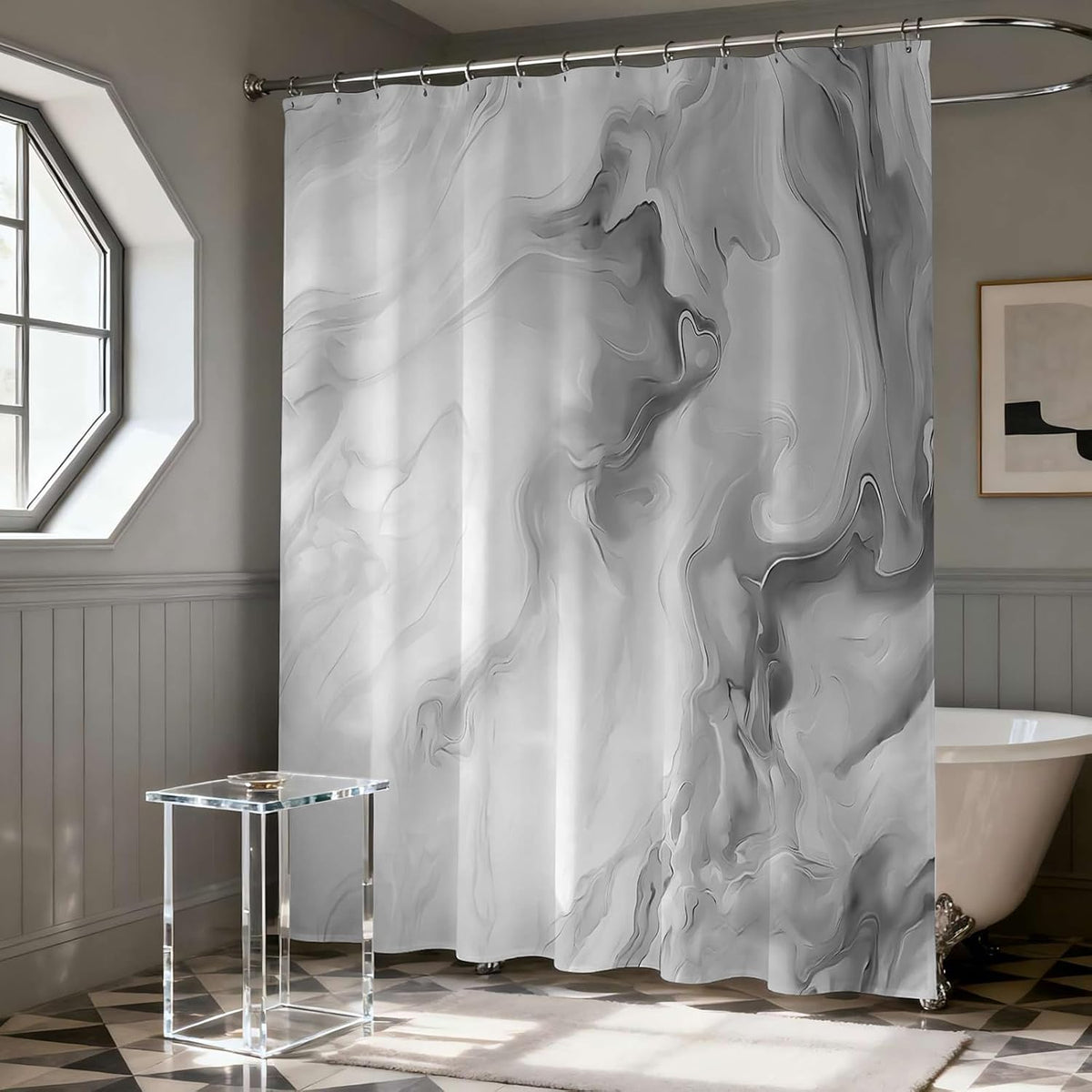 Shower Curtains Grey Marble Shower Curtain for Bathroom 72 X 72 Inch