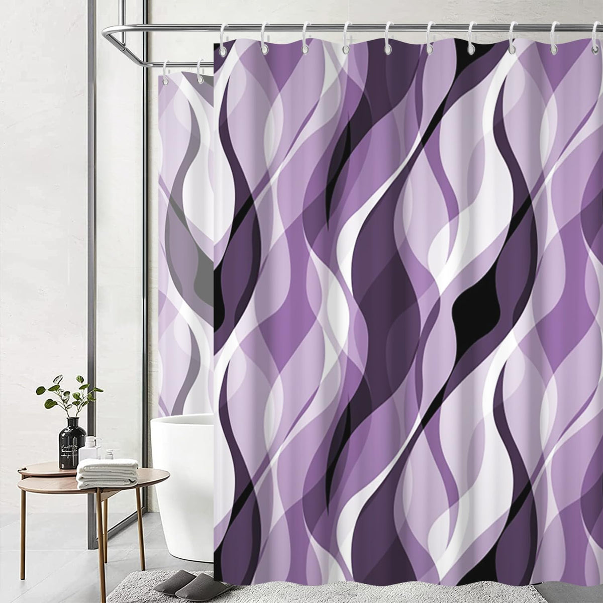 Brown Shower Curtain, Grey and Brown Striped Bathroom Decor 72x72