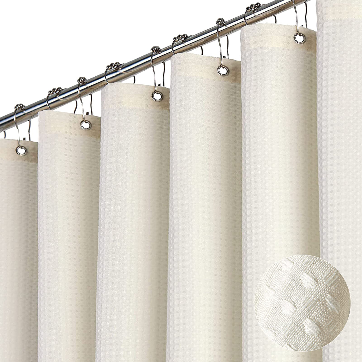 Dynamene Waffle Shower Curtain 256 GSM Heavy Duty Fabric 72"x72" Black