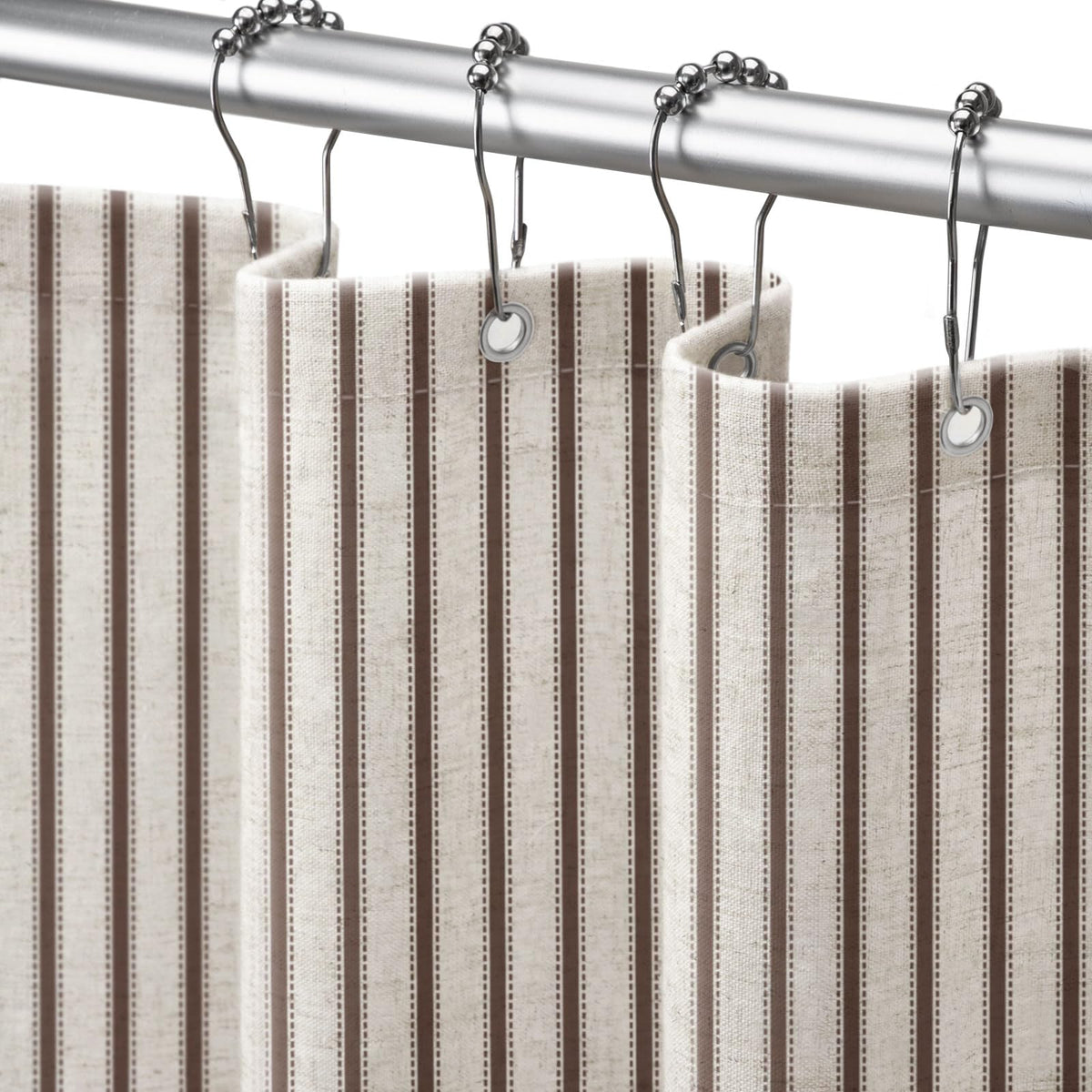 Farmhouse Striped Shower Curtain Grey Vintage Linen Curtain 72"W X 72"L