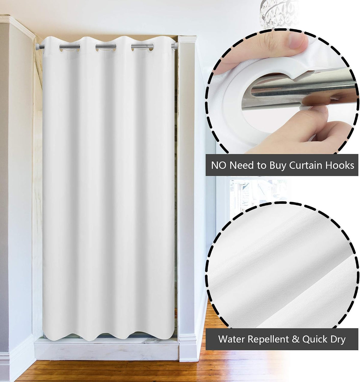 River Dream No Hook Stall Shower Curtain or Liner Microfiber White, 36x74