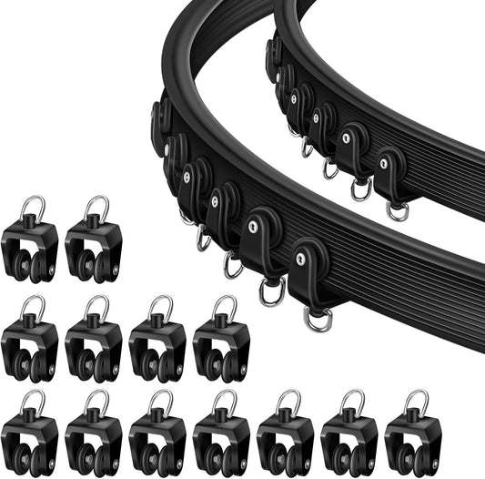 TOKPLNU Curtain Track Rollers, Flexible Bendable Curtain Track Glider 40 Pack Black Drapery Runners for Window Shower Curtain