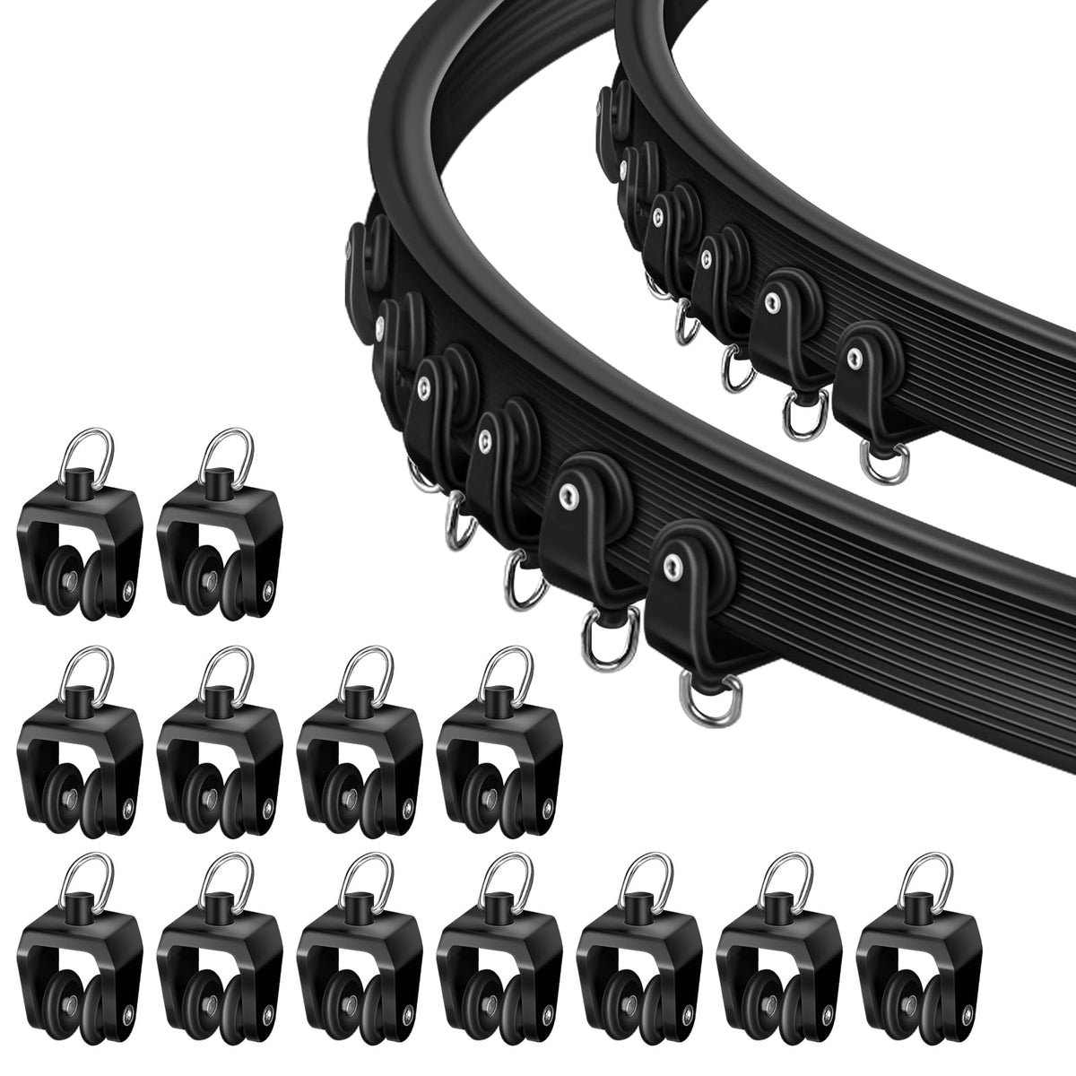 TOKPLNU Curtain Track Rollers, Flexible Bendable Curtain Track Glider 40 Pack Black Drapery Runners for Window Shower Curtain