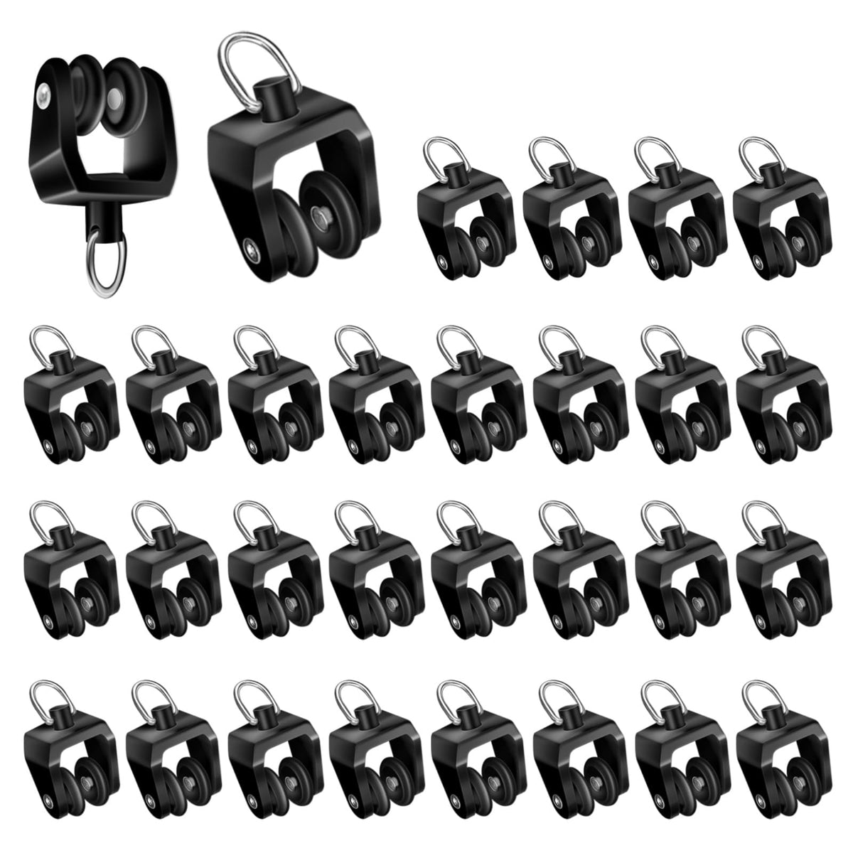 Curtain Track Rollers, 30 Pack Curtain Track Gliders Plastic Twin Wheeled Carriers Drapery Rail Sliding Glider for Windows Shower Rv Curtain Tracks, White