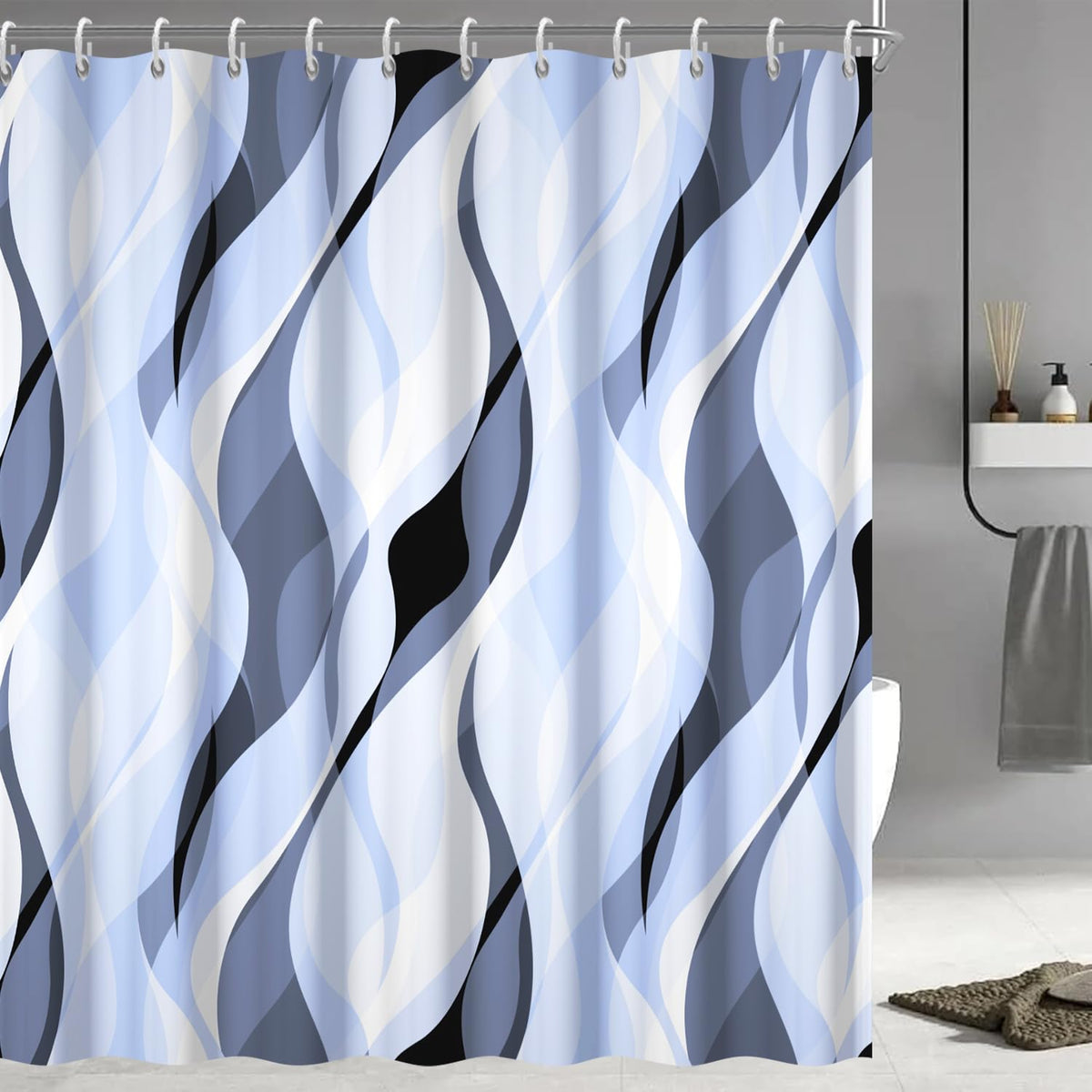 Brown Shower Curtain, Grey and Brown Striped Bathroom Decor 72x72
