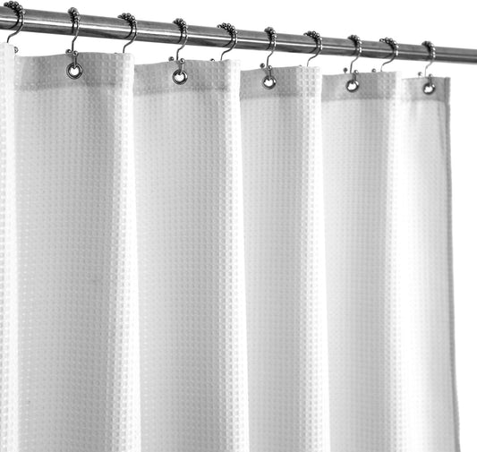 Barossa Design Waffle Weave Short Shower Curtain Fabric 66" Length, White