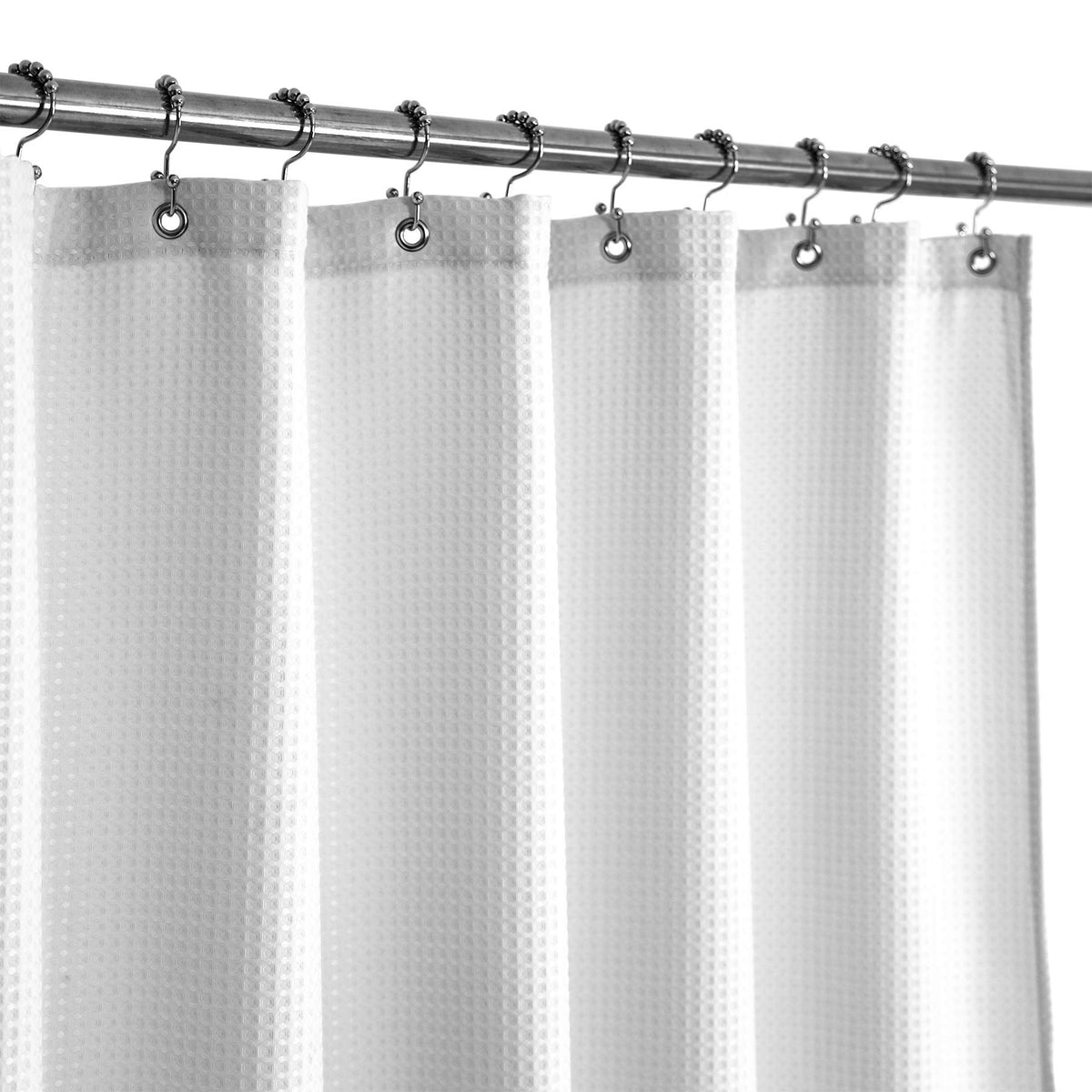 Barossa Design Waffle Weave Short Shower Curtain Fabric 66" Length, White