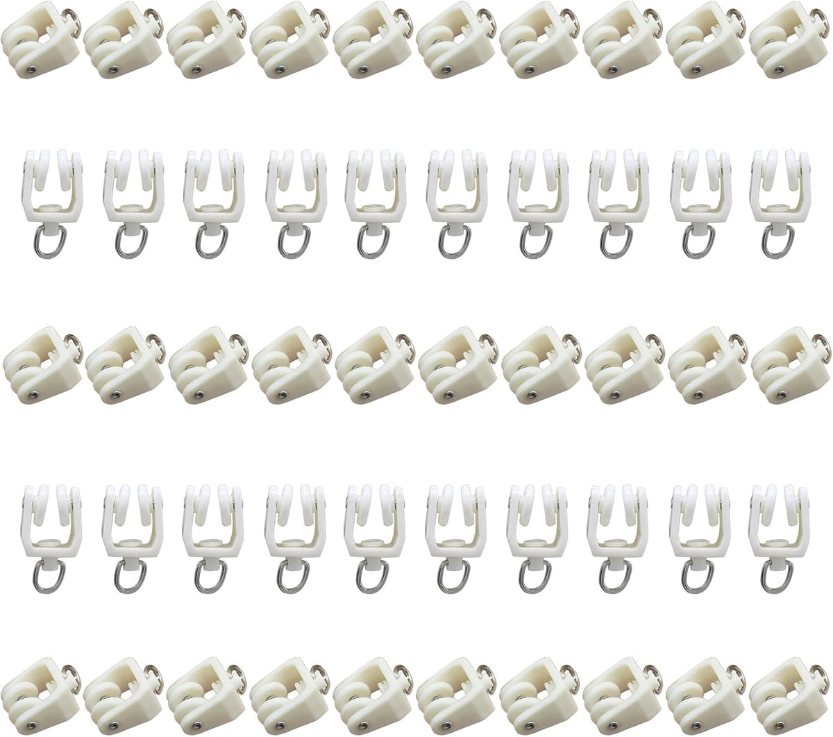 100 Pcs Flexible Curtain Track Rollers, Bendable Clips White Hooks Plastic Gliders, Drapery Rail for Shower Window/Decorators