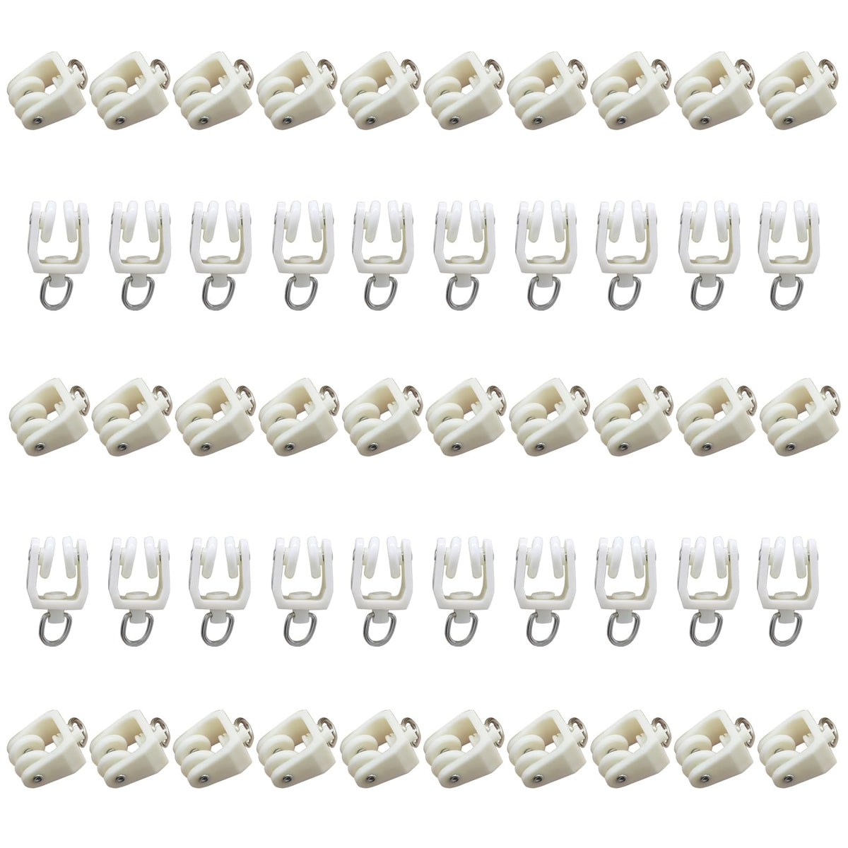 100 Pcs Flexible Curtain Track Rollers, Bendable Clips White Hooks Plastic Gliders, Drapery Rail for Shower Window/Decorators