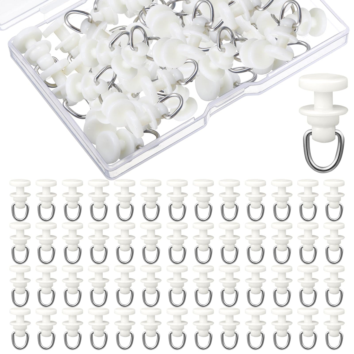 50 Pcs Curtain Track Gliders Roller Hooks Plastic Ceiling