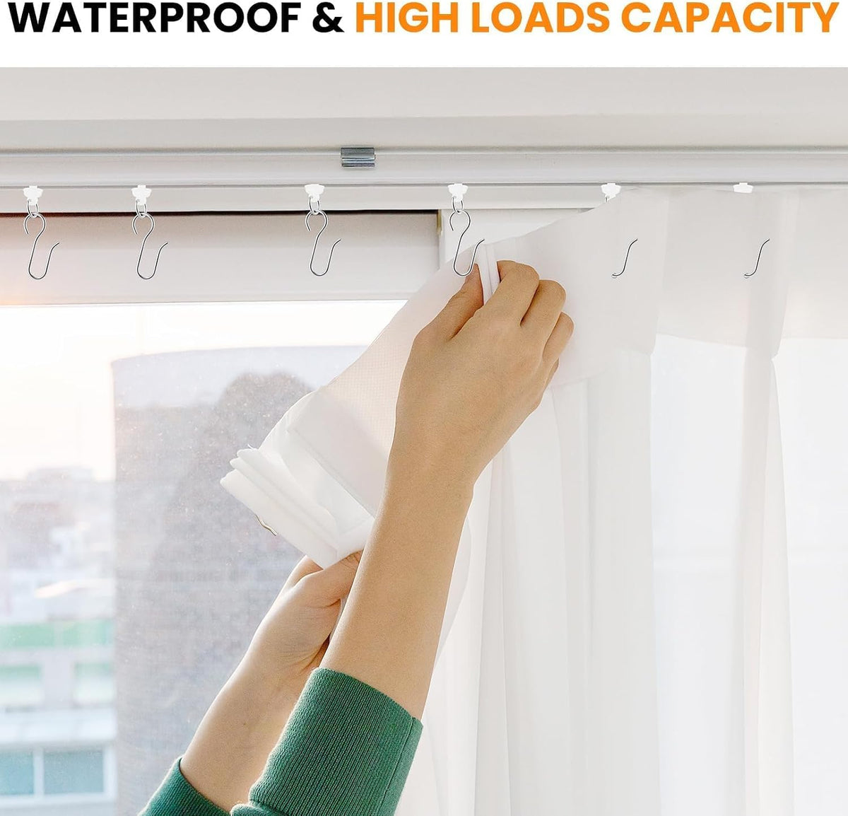 120 Pcs Shower Curtain Track Gliders & Curtain Hooks Set