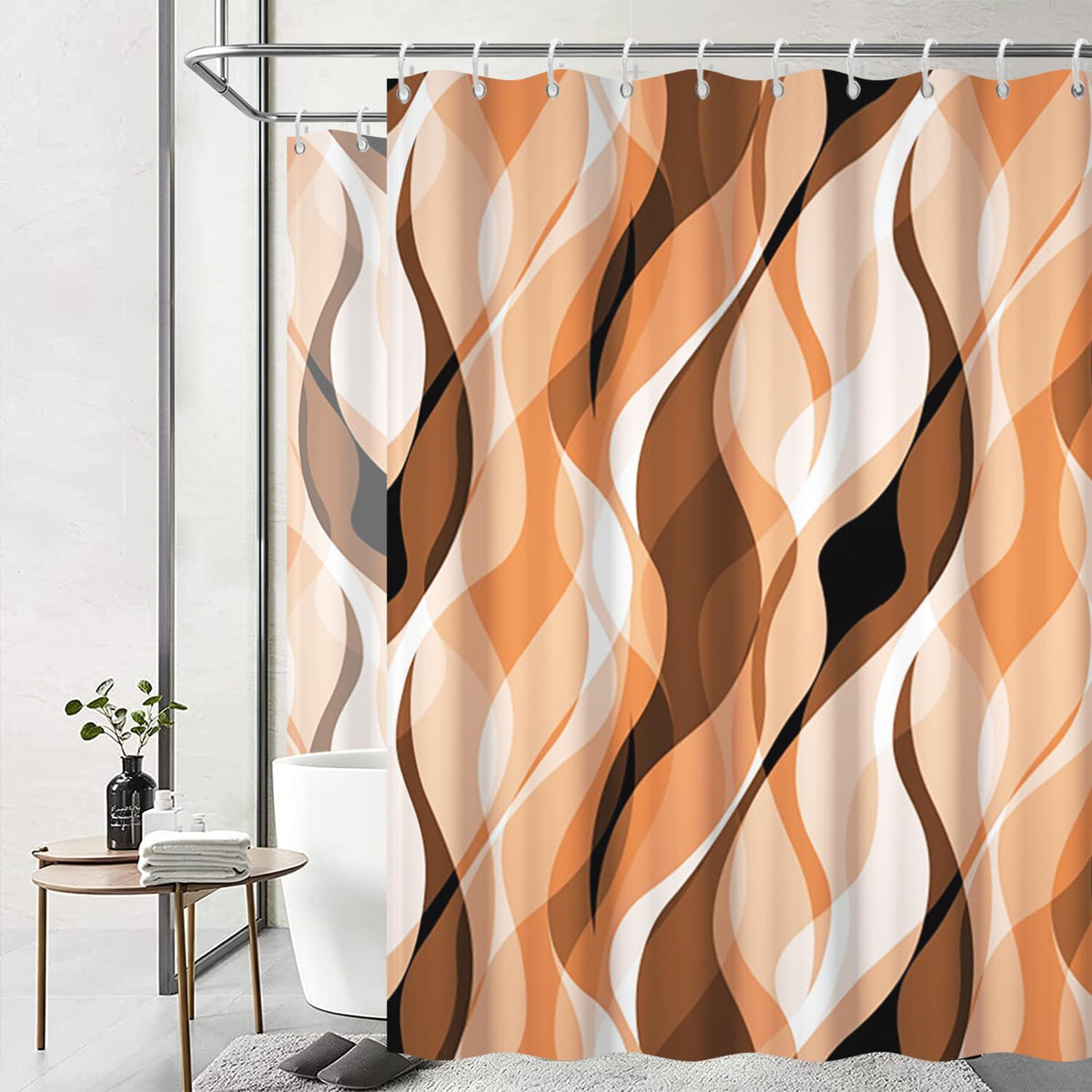 Brown Shower Curtain, Grey and Brown Striped Bathroom Decor 72x72