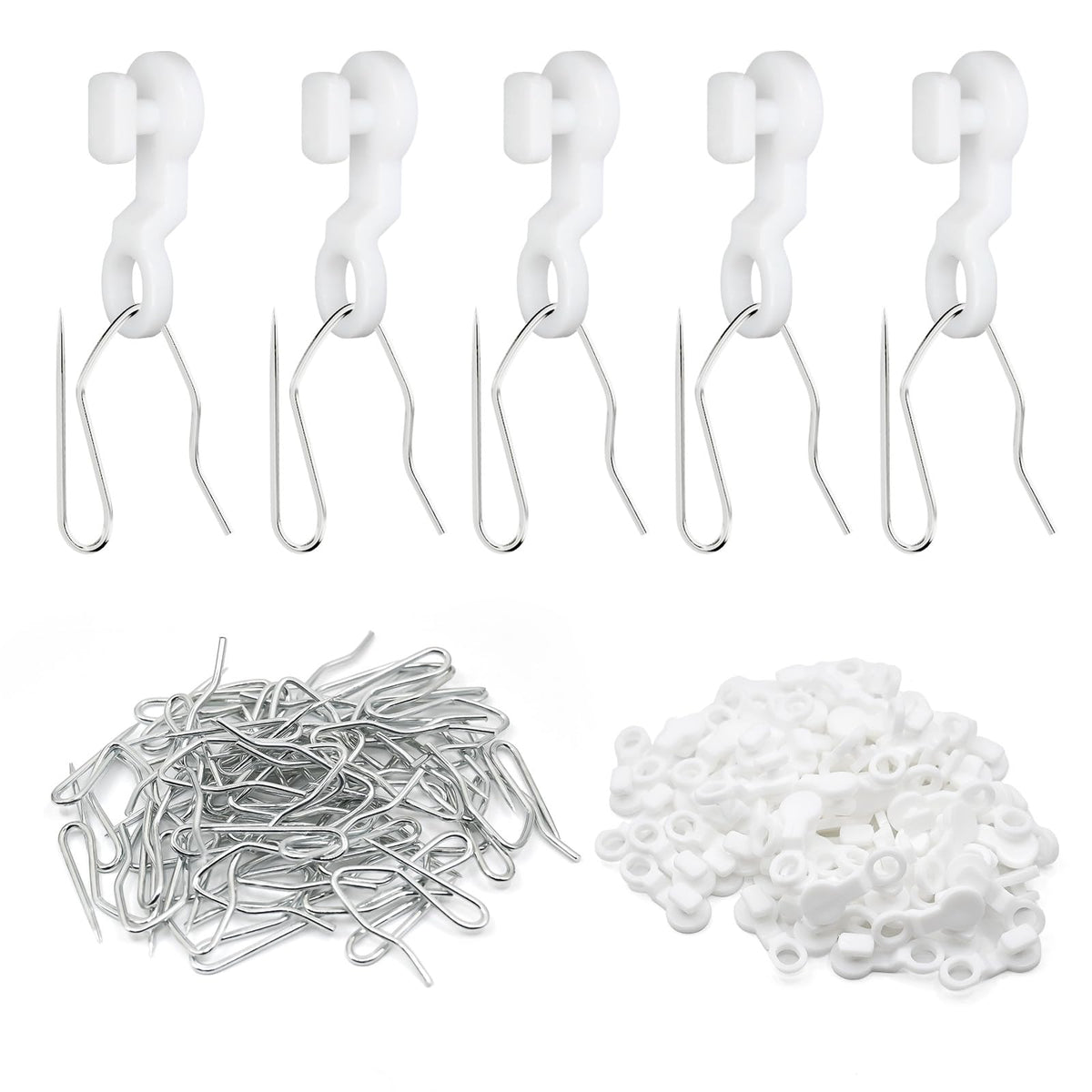 50Pcs Plastic 32mm Traverse Rod Slides-Metal Curtain Hooks Curtain Roller Curtain Track Gliders Rail Track Runners Slider for Window and Shower Curtain Accessories-White