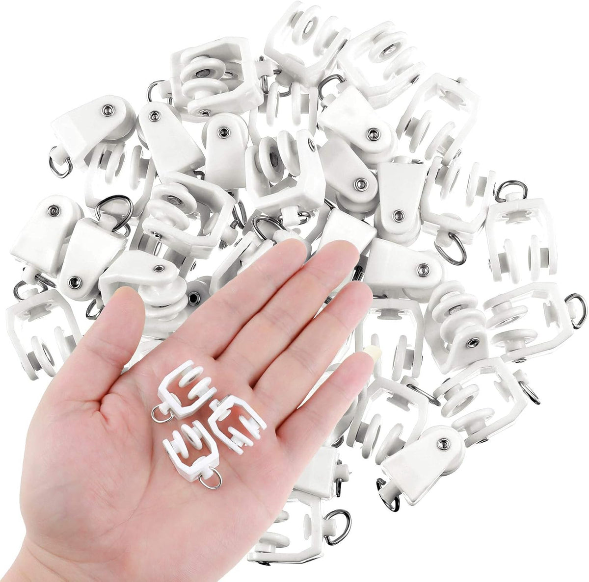 Jetec 50 Pcs Curtain Track Rollers Bulk, Flexible Bendable, White