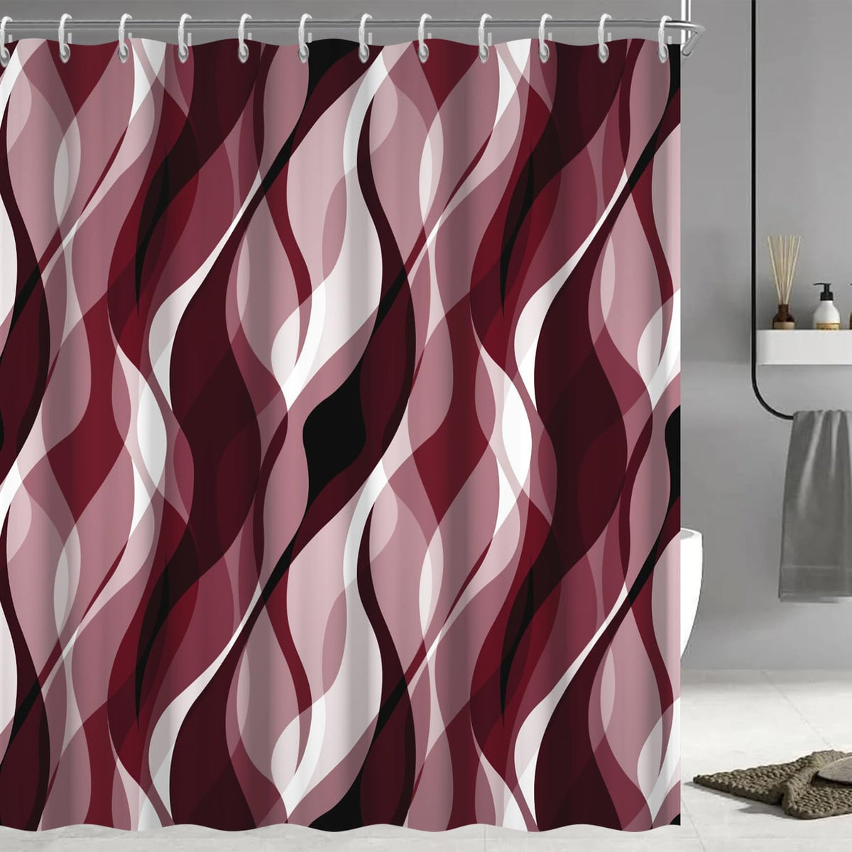 Brown Shower Curtain, Grey and Brown Striped Bathroom Decor 72x72