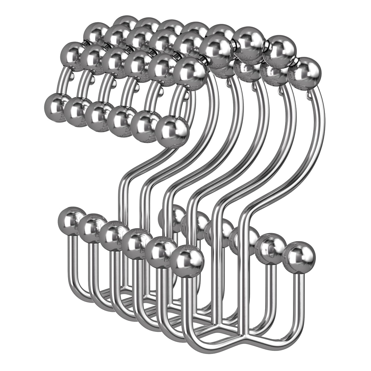 Amazer Black Shower Curtain Hooks, 12PCS Minimalist Simple Double Shower Curtain Rings, Rust-Resistant Metal Shower Hooks Shower Curtain Hangers, Shower Rings for Bathroom Shower Rods Curtains
