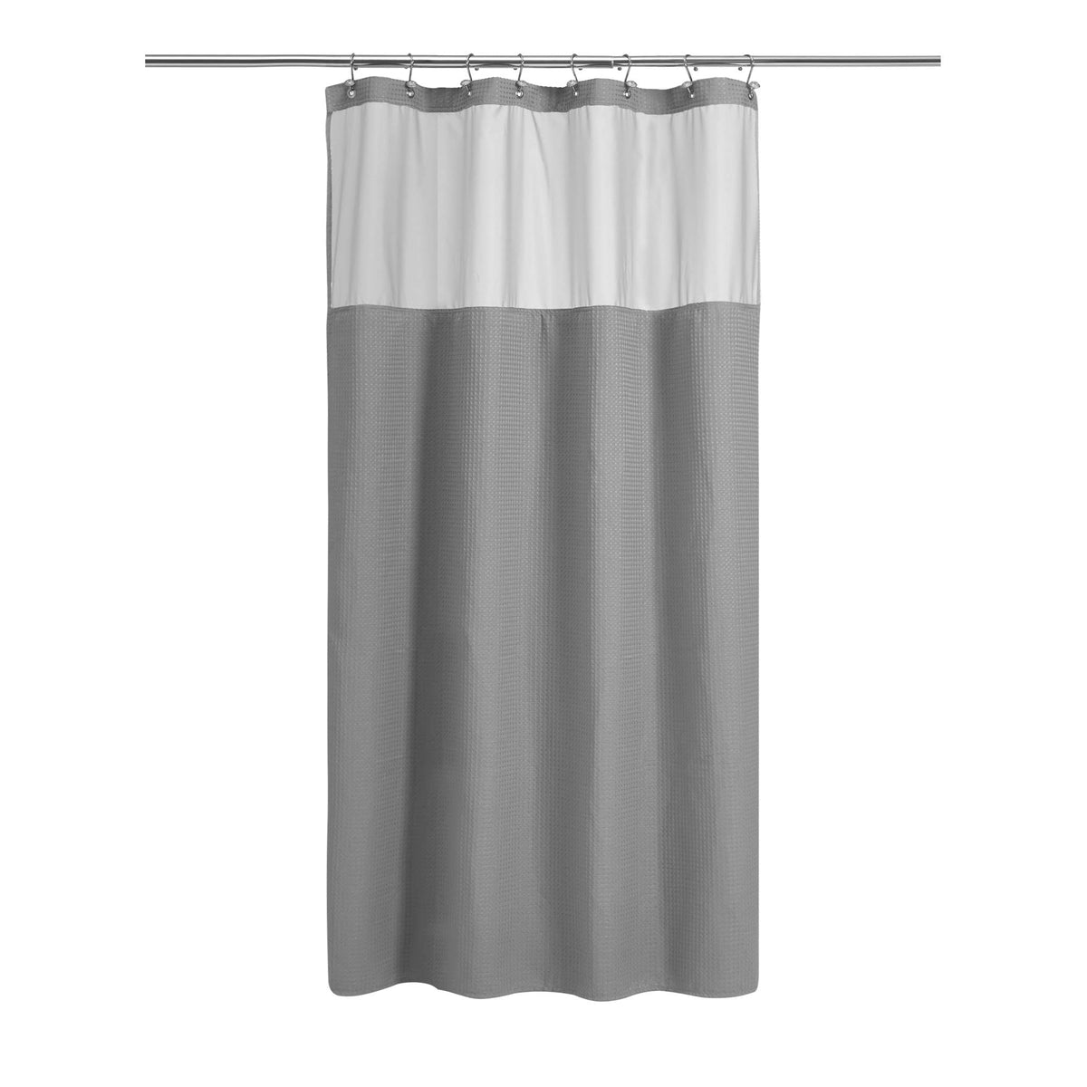 N&Y HOME Waffle Weave Shower Curtain with Snap-in Liner Set Blue, 71x72