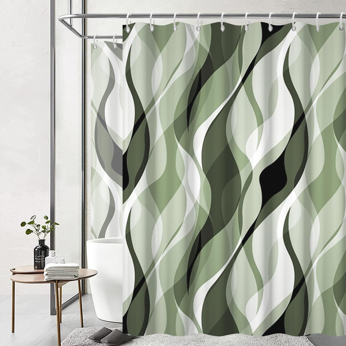 Brown Shower Curtain, Grey and Brown Striped Bathroom Decor 72x72