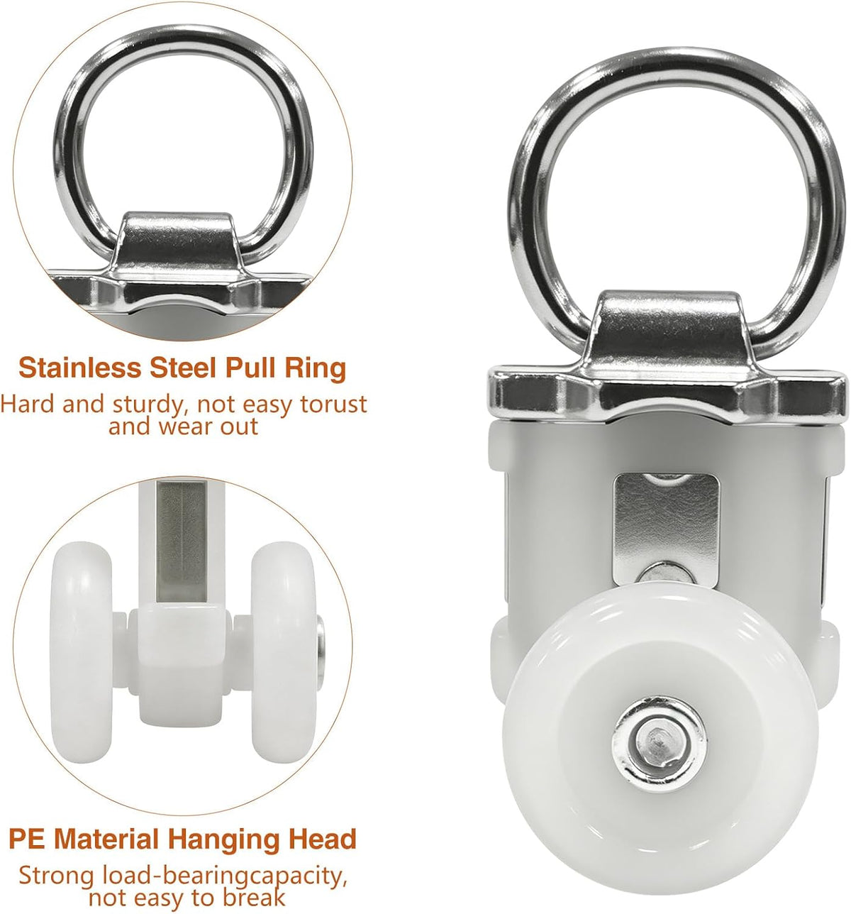 150 Pcs Curtain Track Rollers,Heavy Duty Curtain Rail Pulleys Runners with Dual Wheel Roller,Plastic Ceiling Gliders with Metal Rings for Window Tracks,Shower Curtains and Drapes Accessories